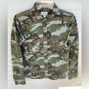 Forever 21 Camo Army Snap Button Jacket